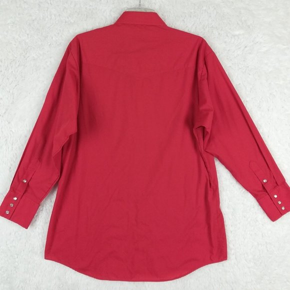Northern Plains Mens Shirt Western Button Down Pearl Snaps Red Long Sleeve 16 33 - Picture 2 of 13